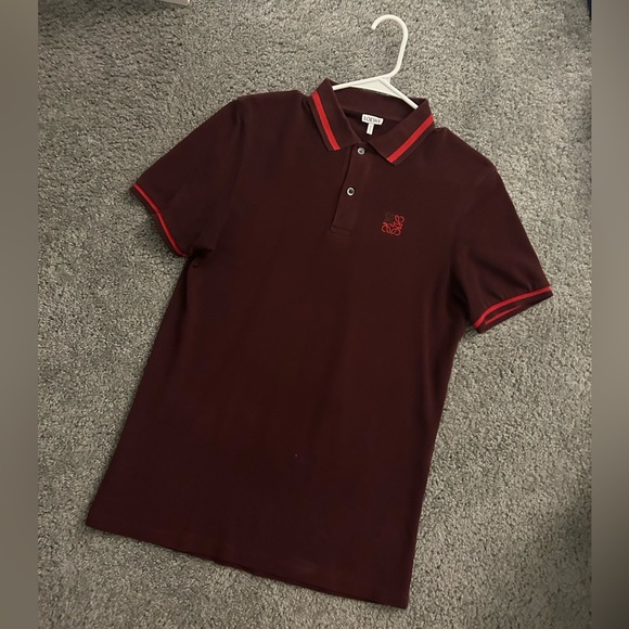 Loewe Other - Loewe Burgundy Polo Shirt with Red Accents